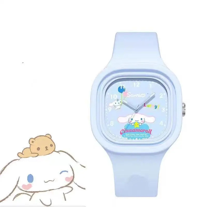 New Sanrio Cute Cartoon Watch Black Rice Hello Kitty Cinnamon Silicone Strap Quartz Children\'s Watch Girl Birthday Gift