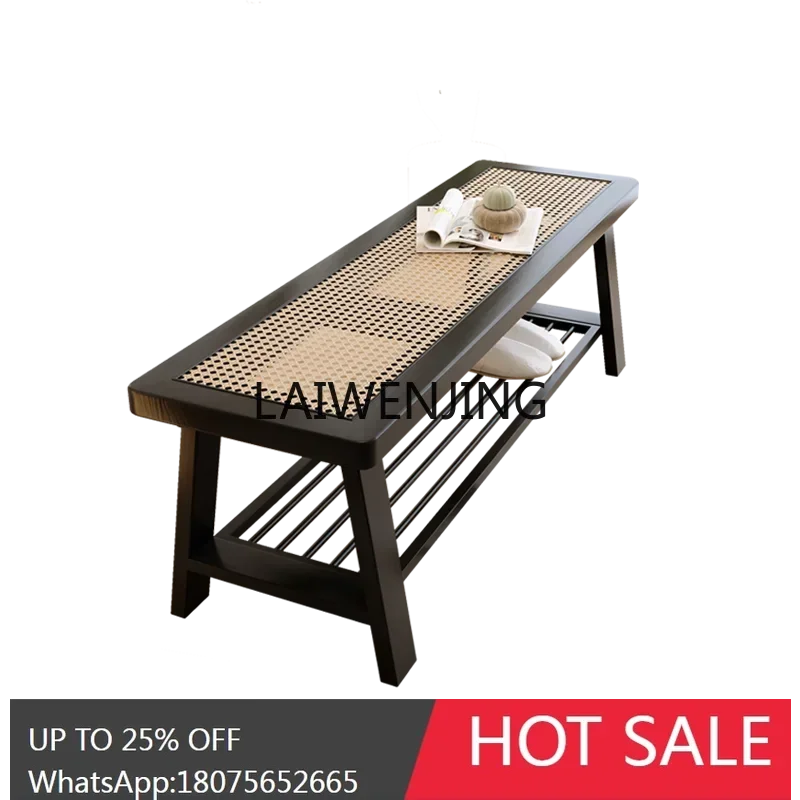 rattan shoe changing stool log wind home door bench