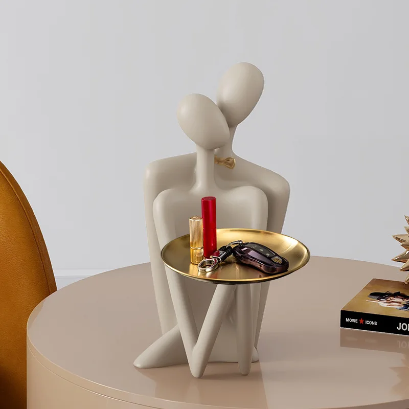 

Modern Abstract Figure Hug Tray Couple Storage Ornament Wedding Gift