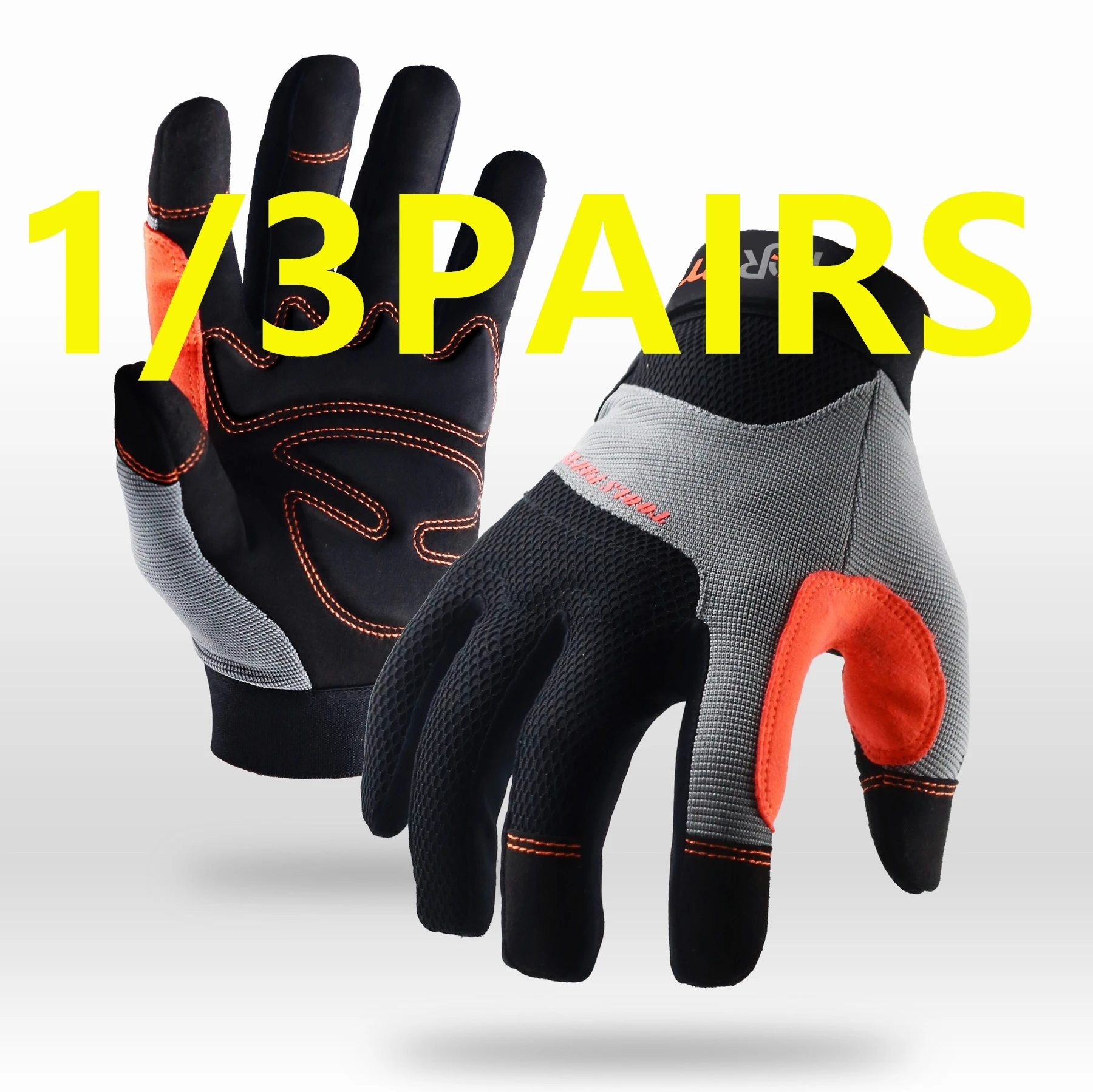 1/3Pairs Work Gloves for Adults - Lightweight Grip for Light Construction/Repairs
