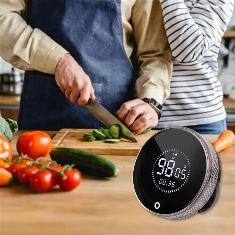 M12K-Silent Rechargeable LED Timer With Color Screen - Multifunctional Magnetic Device For Kitchen And Beauty Exercise Time Trac