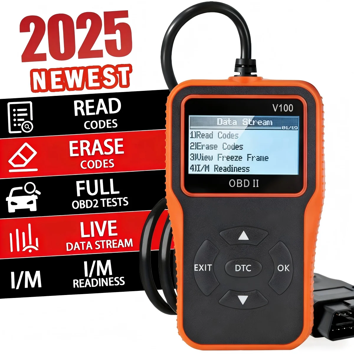 Car Diagnostic Scanner [V100]-10-Second Fault Code Reader, Suitable for 99% of Vehicles (Obd2/Eobd Compatible), Suitable for DIY Use and Professional Mechanics.
