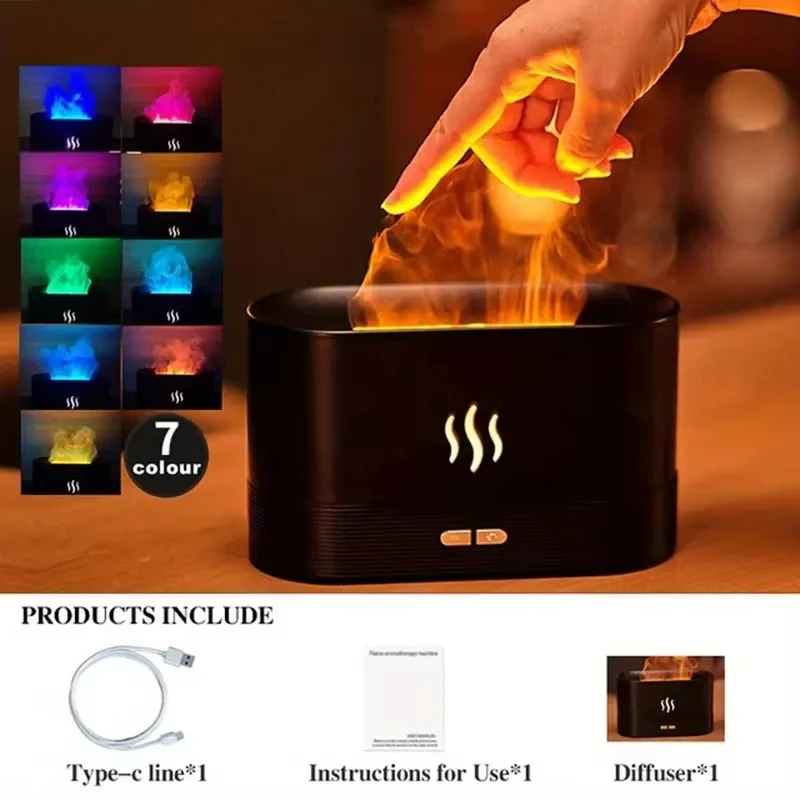 Machine d'aromathérapie à la flamme USB pour le bureau, simulation de lampe et humidificateur, escales de flamme