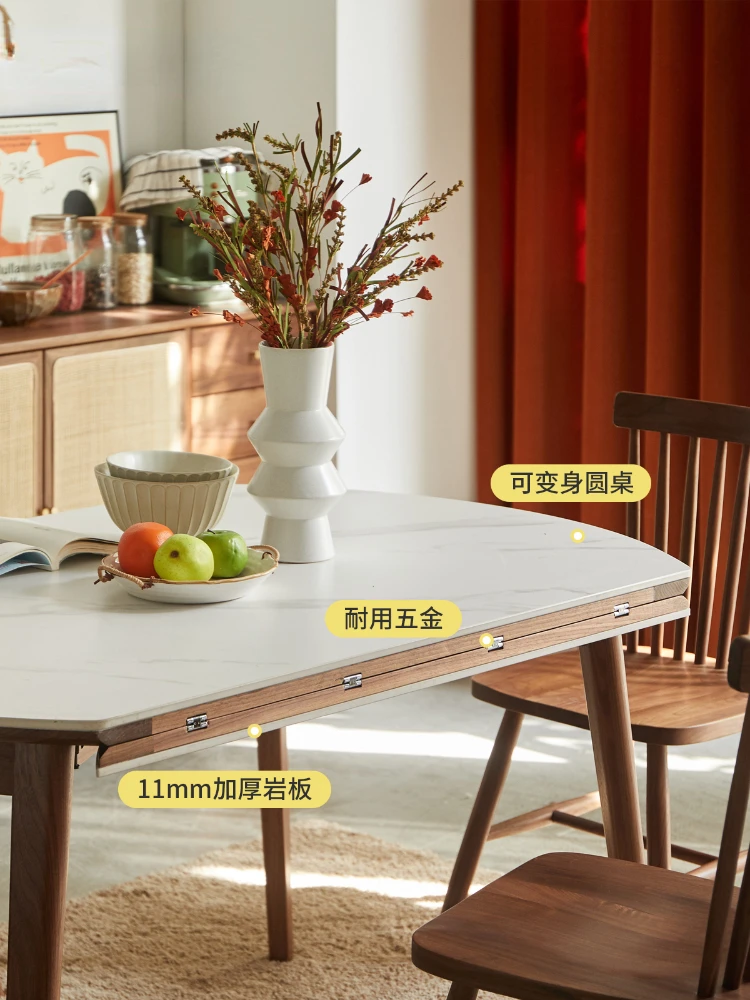 Plate Dining Table Wooden round Table Household Small Apartment Folding Dining Tables and Chairs Set Dining Table