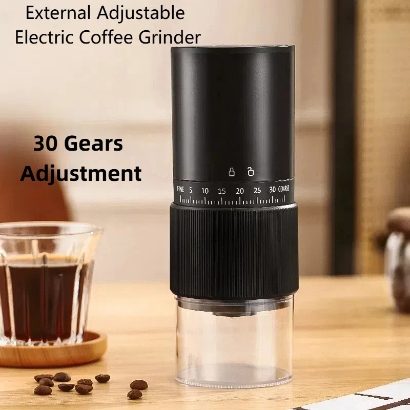 New Portable Electric Coffee Bean Grinder Household Wireless 30 Gears Externally Adjustable Coffee Machine Rechargeable Grinders