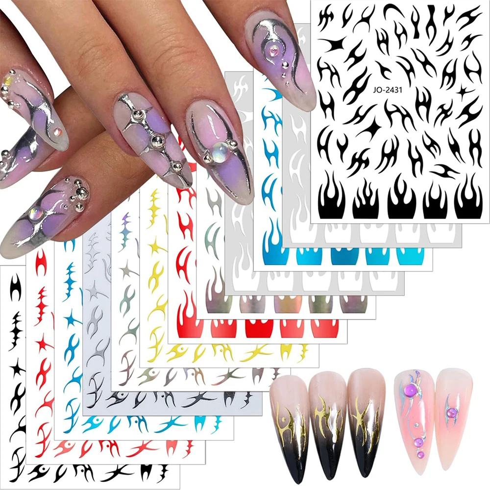 3d Onregelmatige Metalen Lijn Nail Art Sticker Zelfklevende Onregelmatige Holografische Nagel Stickers Voor Vrouwen Diy Manicure Tips Decoraties