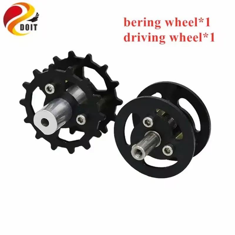 DOIT ブラックアルミ合金ベアリングホイール駆動輪追跡ロボットタイヤ DIY タンク車シャーシアクセサリー