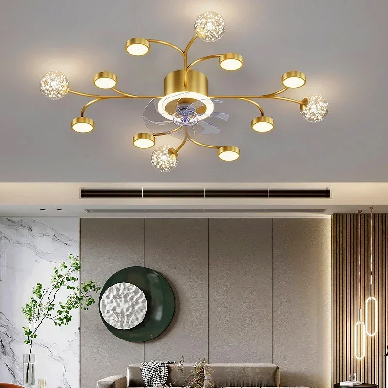 Modern Living Room Fan Light Minimalist Bedroom Nordic Ceiling Fan Light Luxury Dining Room Invisible Fan