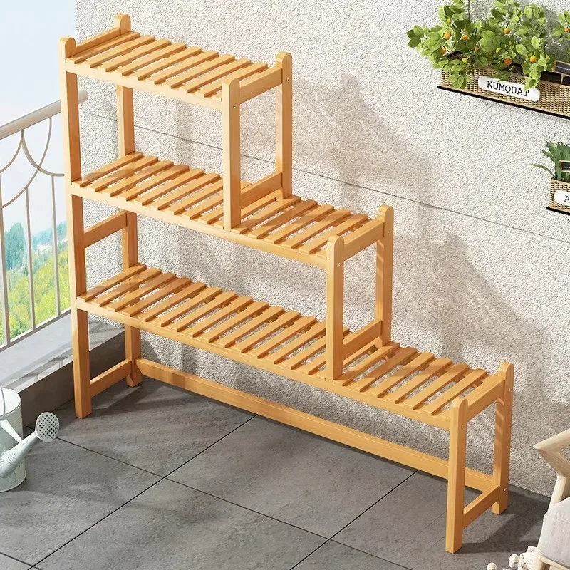 Nordic Solid Wood Plant Shelves Originality Design Balcony Indoor Plant Shelves Garden Living Room Furniture Porte-plantes