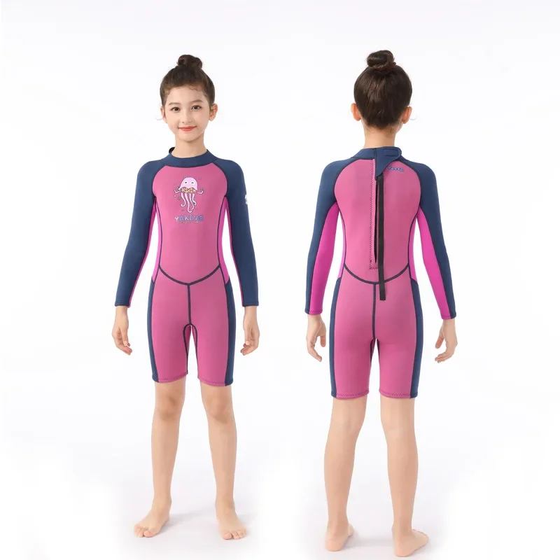 

Flexible 2.5Mm Children's Wetsuit Boys' One-piece Swimsuit Thermal Long-sleeved Sunscreen Surfing Snorkeling Jellyfish Suit Wome