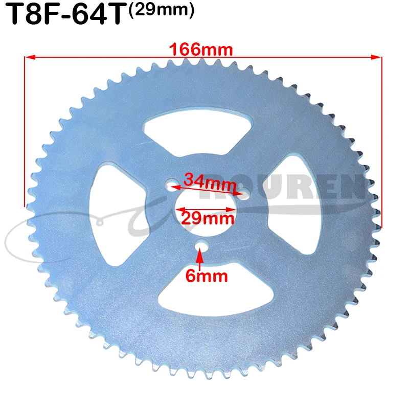 

54T 64T T8F 29MM 54 64 Tooth Rear Sprocket For Razor EVO X-Treme IZIP Scooter 47CC 49CC Mini Moto Quad Dirt Pit Bike