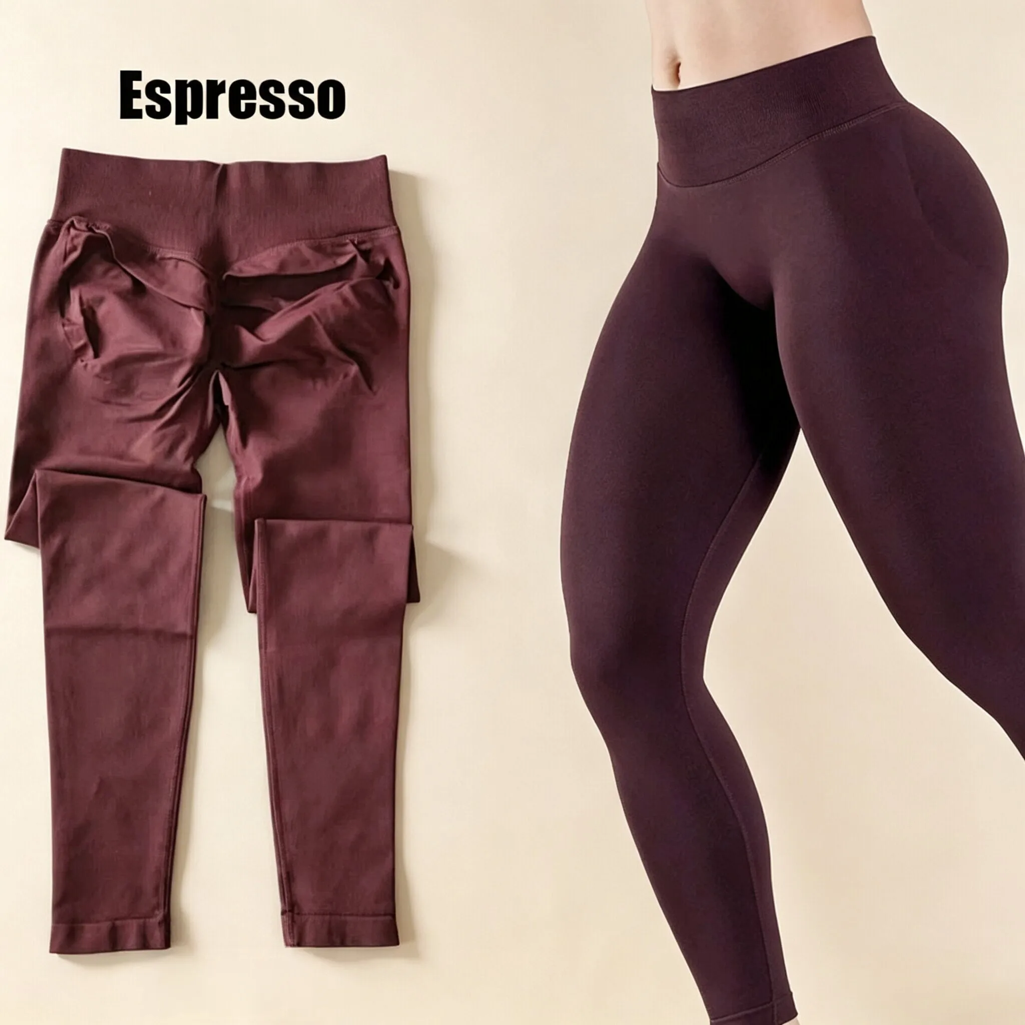 Dneyf 1D-3Y-2F Nahtlose Yoga-Leggings mit Po-Lifting-Effekt für Damen, hohe Taille, hohe Dehnbarkeit, schnelltrocknend, ideal zum Training, Laufen, für das Fitnessstudio und als lange Sporthose. – Detail 32