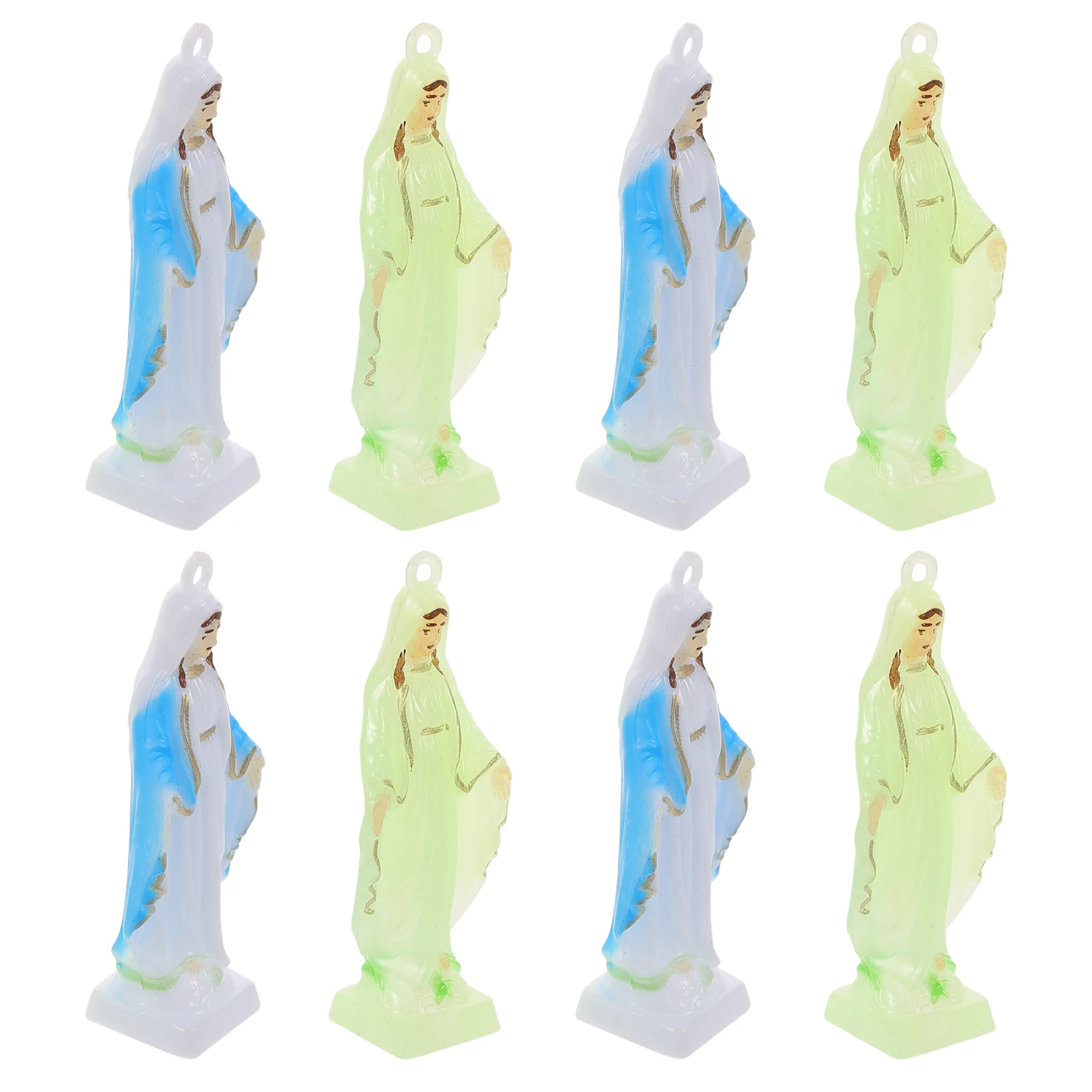 

8pcs Virgin Pendant Keychain Catholic Accessories Saint Statue Bulk Glowing Christian Charms Fade Resistant Elegant