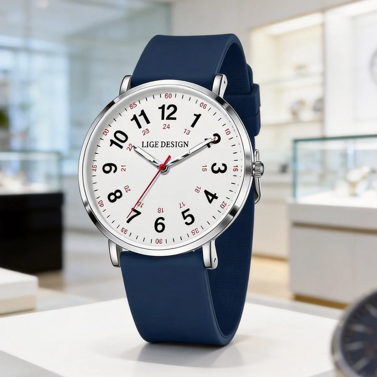

LIGE 2025 women's watches elegant simple waterproof 12/24 hours dial color silicone strap student watches for Women montre femme