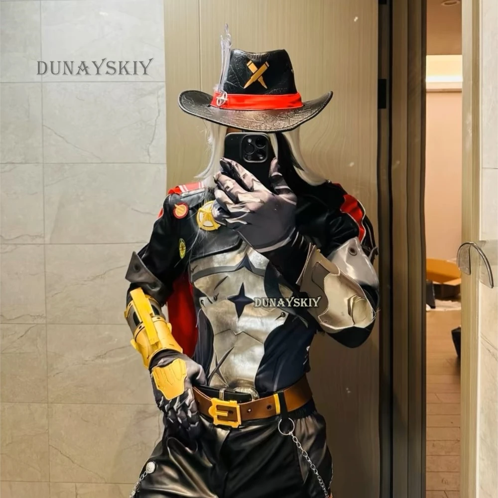 

Honkai: Star Boothill Rail Cosplay Wig Galaxy Ranger Cowboy Uniform Hat Black White Hair Bullet Prop Armguard Gloves Accessories