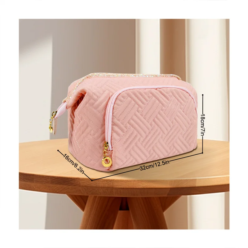 Quilted Makeup Bag Large Capacity, High Appearance Travel Waterproof Wash and Wash Storage Bag Makeup Bag Storage Bag