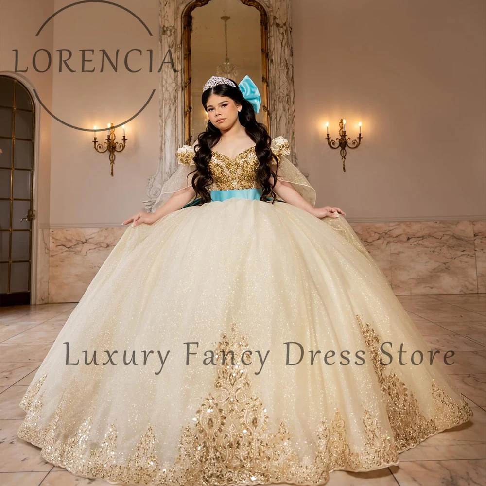 Princess Tulle Quinceanera Dress Sparkling Applique Off Shoulder Ball Gowns Sweet 16 Birthday Party Customized vestidos de gala