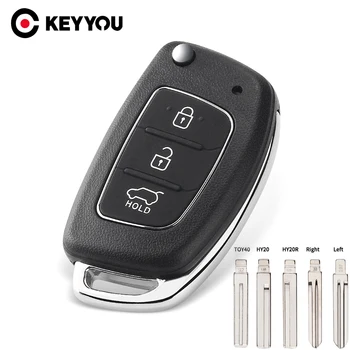 Keyyou flip remoto chave do carro caso escudo para hyundai solaris ix35 ix45 elantra santa fe hb20 verna hy15/hy20/toy40 lâmina 3 botões