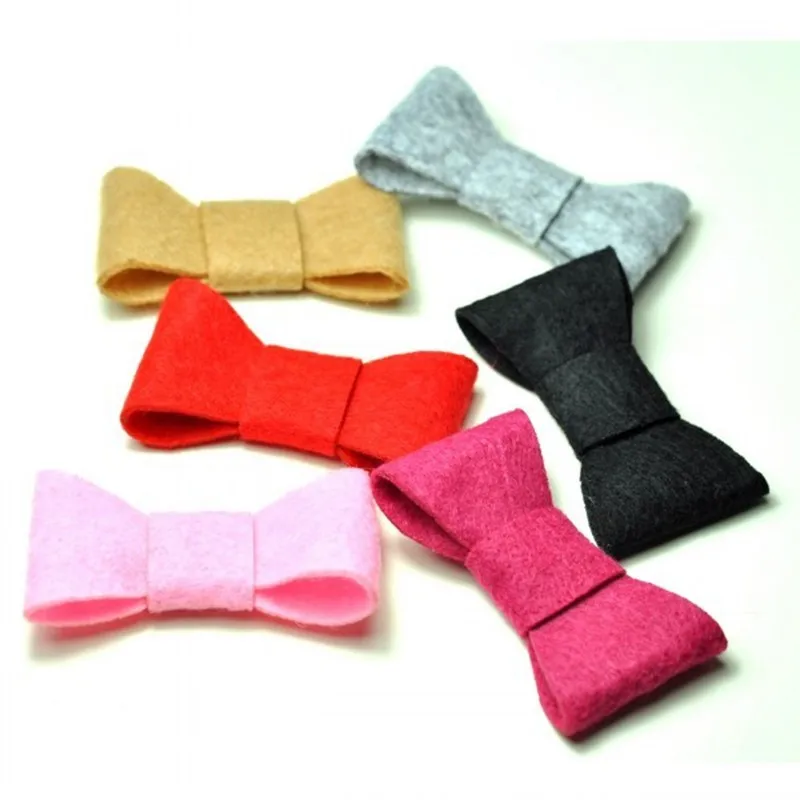 

200pcs/lot 2 inch 6colors Newborn Cute Felt Bows For Baby Boutique Artificial & Dried Flowers