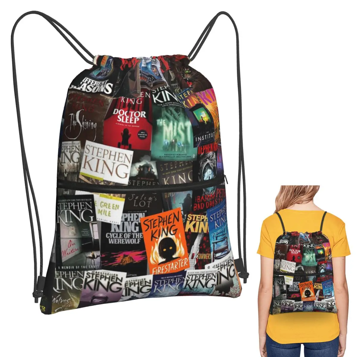 

Обложки для книг Стивен Кинг, рюкзаки с книжным червям ужасов, портативный комплект на шнурке, карманная спортивная сумка, сумки для книг для школы путешествий