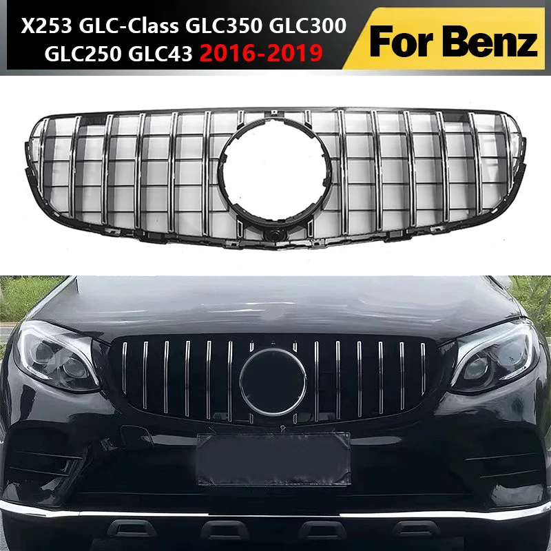 

For Mercedes Benz X253 GLC-Class GLC350 GLC300 GLC250 GLC43 2016 2017-2019 Center Front Grill Hood Mesh Facelift Grille GT Style