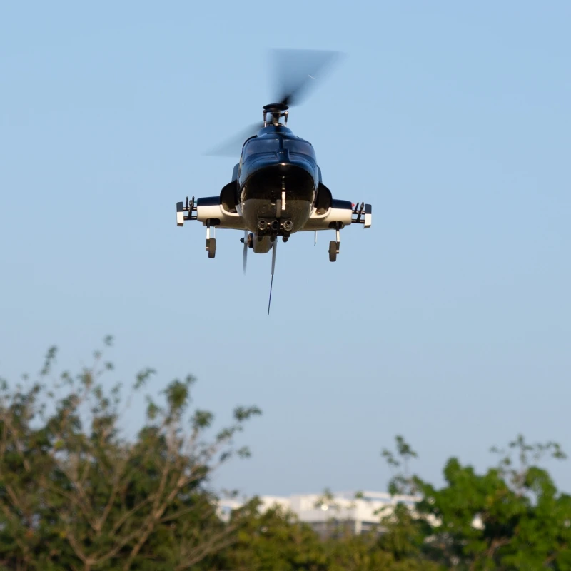

The new helicopter model RTF is flying back with one click