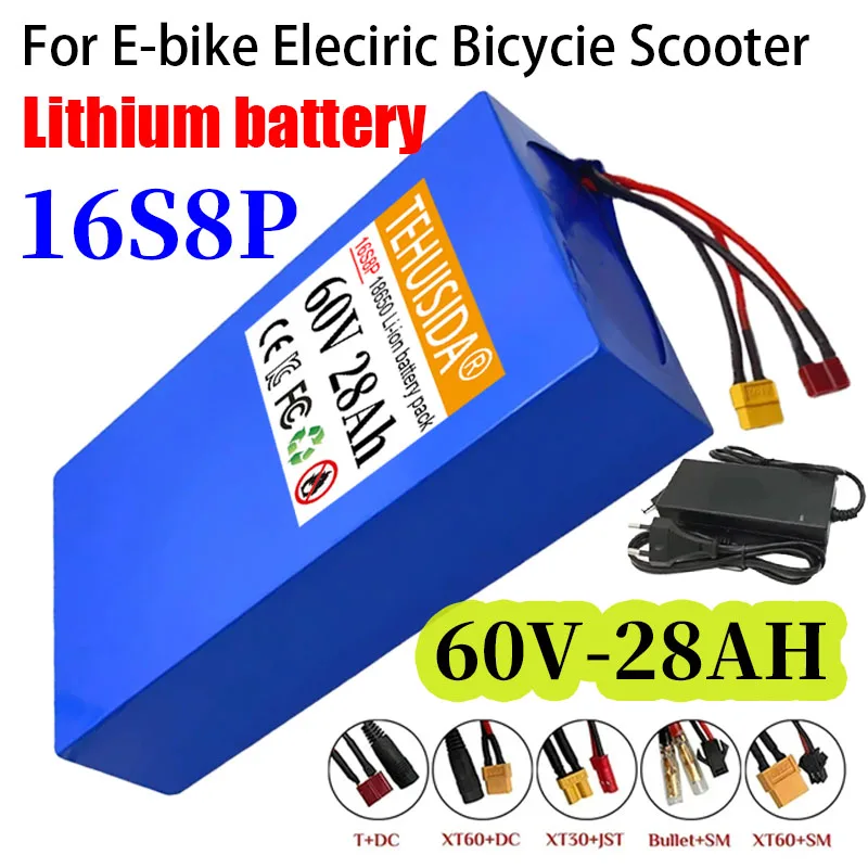 

New 60V 28Ah battery 16S8P 28000mAh 67.2V lithium battery with built-in BMS high-power lithium-ion battery pack