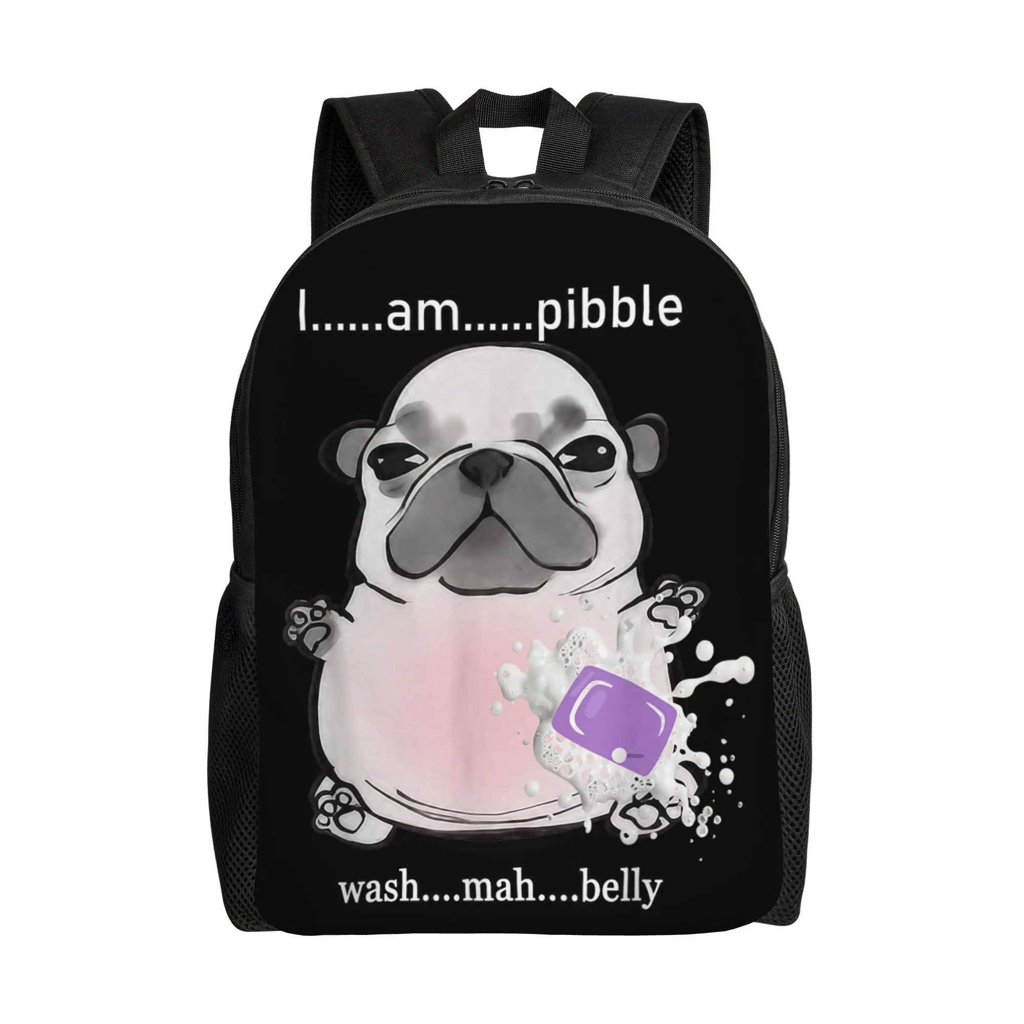 I Am Pibble Wash My Belly Pibble Meme Funny Dog Brainrot Backpack Polyester College Backpacks Print Fun School Bags Rucksack