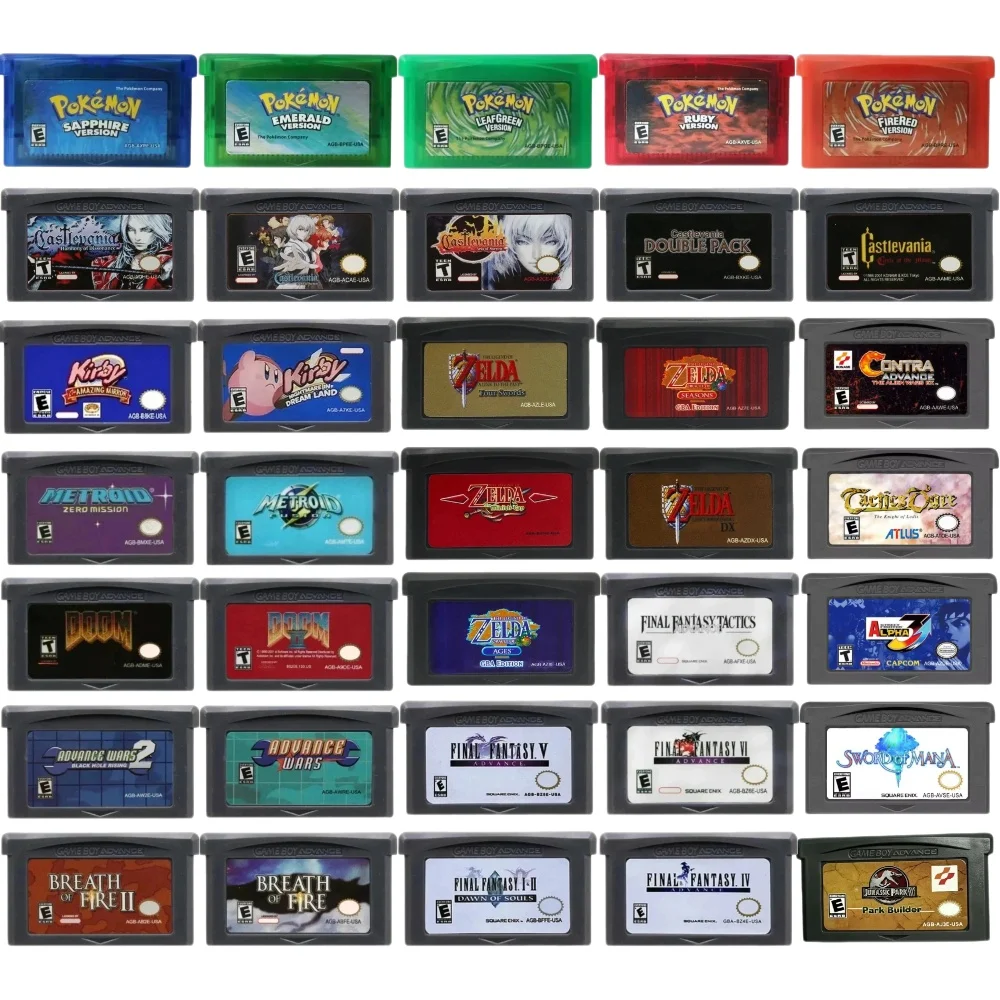 GBA USA Video Game Cartridge 32 Bit Games Card Pokémon Turbo Revival Klonoa Advance Wars Shining Soul Metal Slug Breath Fire