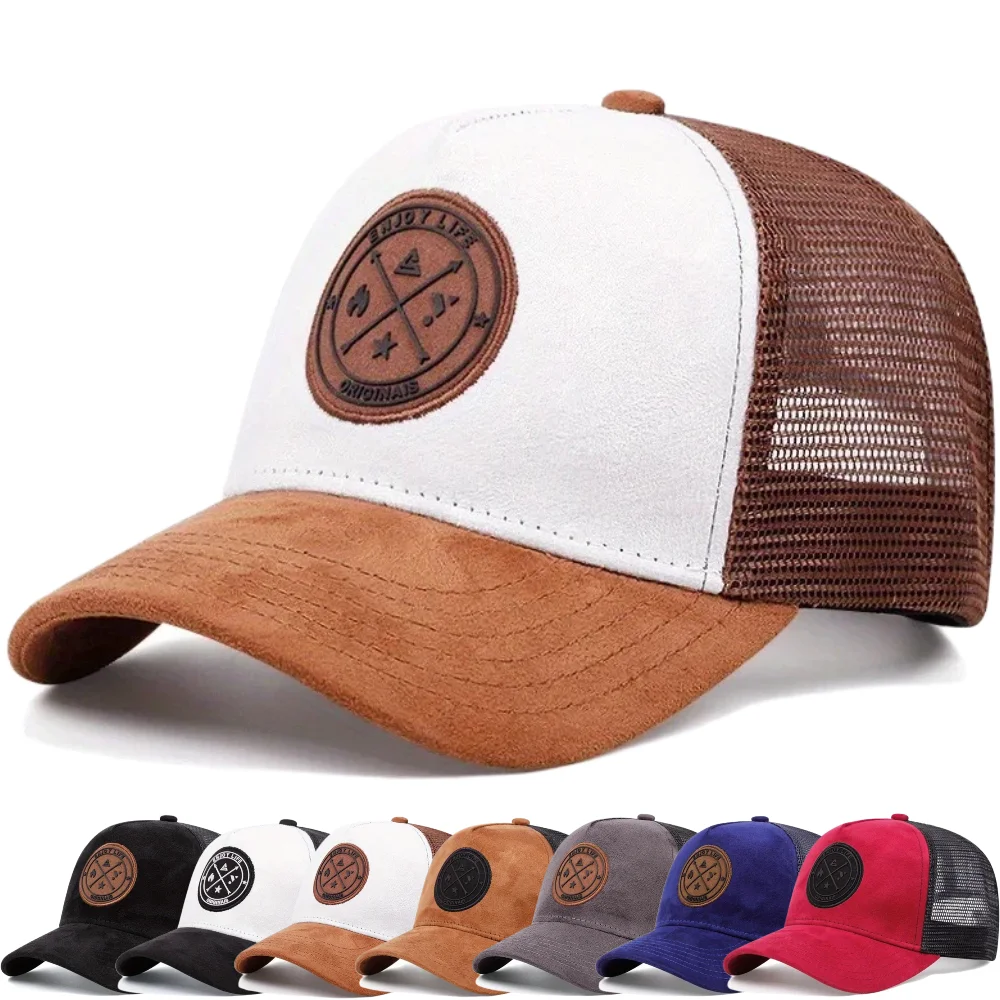All Season Unisex Patch Logo Trucker Hat Two Tone Curved Brim Mesh Back Adjustable Outdoor Baseball Cap