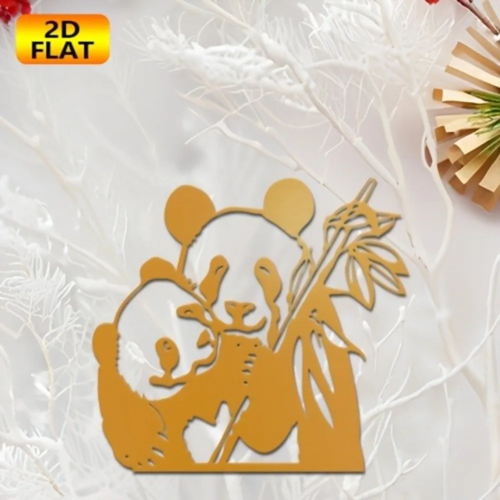 CIFBUY Metal Wall Art Panda Wall Decor 2D Flat Animal Sculpture Creative Gift for Indoor Outdoor Living Room Bedroom Patio