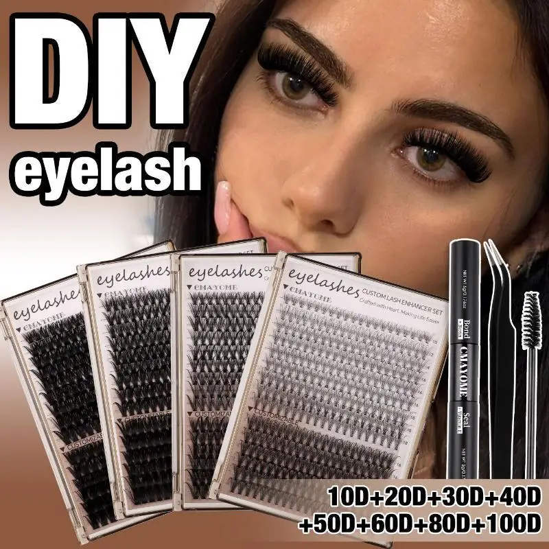10D-100D 3D False Eyelash Kit DIY Segmented Lashes Single Cluster For Eyelash Extensions Resuable Natural Lashes