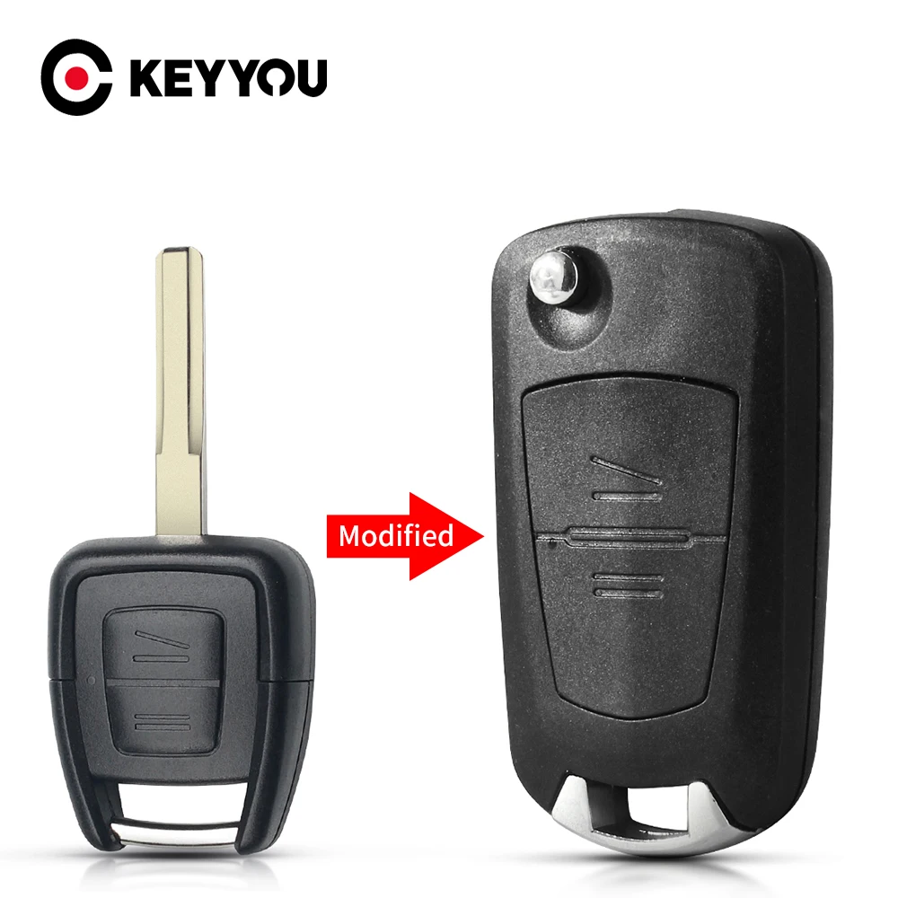 

KEYYOU 2 BT Uncut Folding Flip Remote Key Case Shell Fob For Vauxhall Opel With HU43 Blade Car Key Shell Case