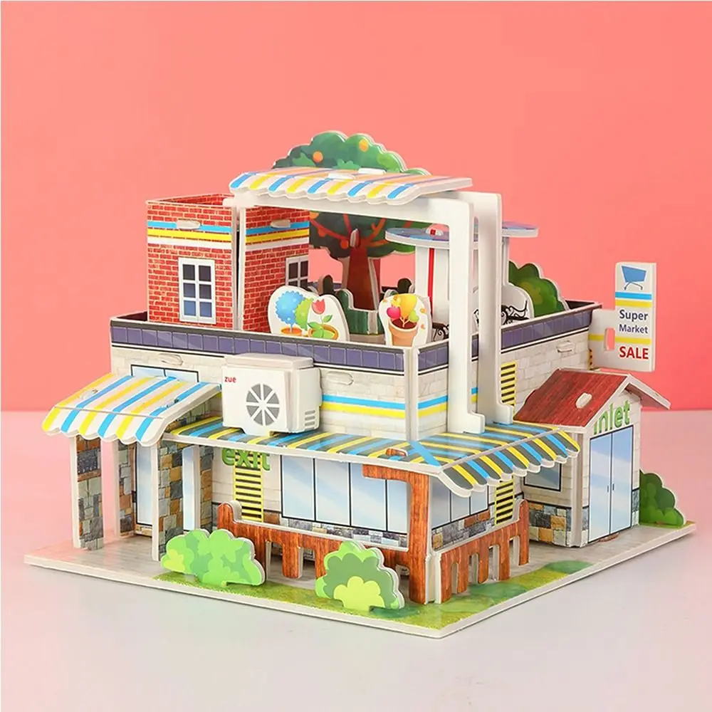 3D Puzzle Building 3D Puzzle Paper Jigsaw Assembly Building Blocks DIY House Model Puzzle DIY Handmade Paper Card Jigsaw