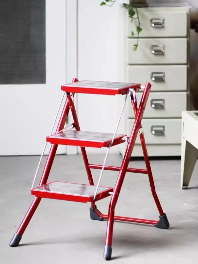 Multifunctional Metal Folding Ladder Portable Herringbone Ladder Storage Ladder for Household Use