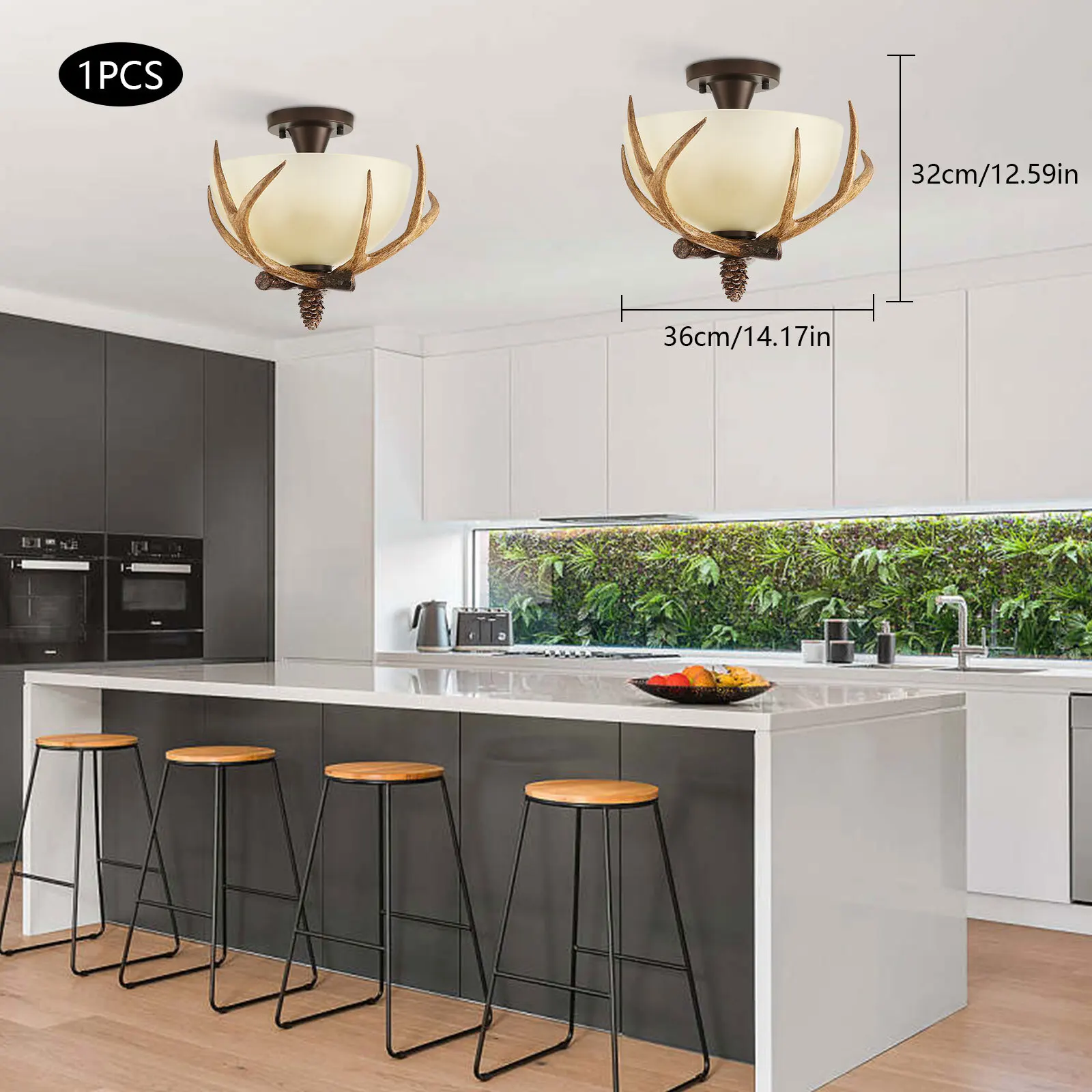 قلادة قرن الوعل البرونزية الرجعية مادة الحديد والراتنج الخفيفة، تقنية طلاء الخبز للاستخدام المنزلي المتين مع مظهر أنيق #3