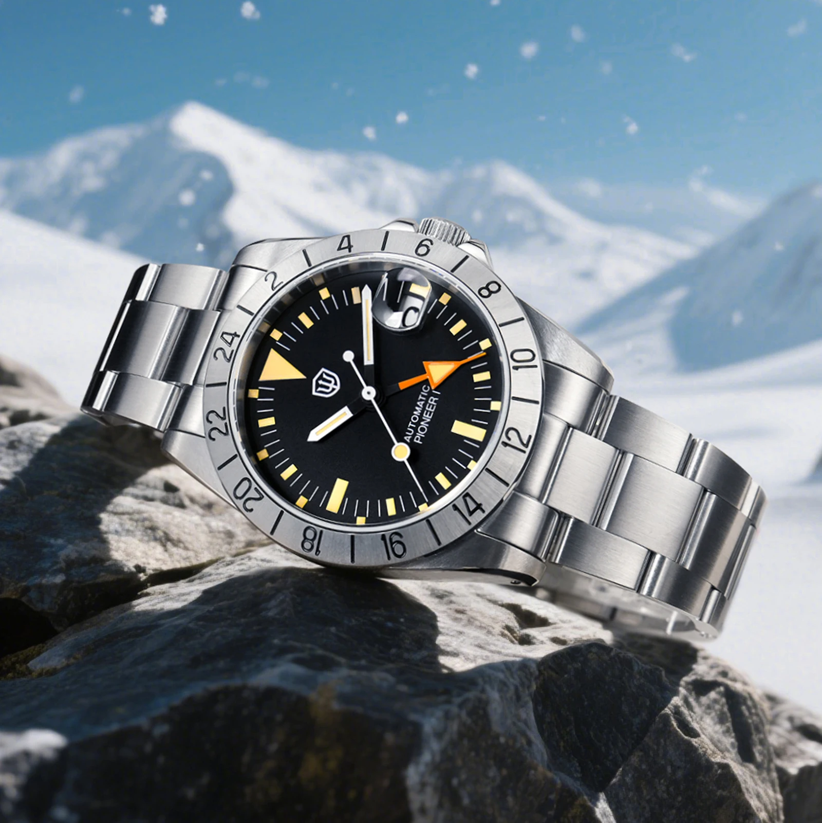 

Watchdives Wd16570 V2 Часы Pioneer NH34 Механические автоматические часы Сапфировое зеркало 20 бар Водонепроницаемые светящиеся часы 37 мм GMT