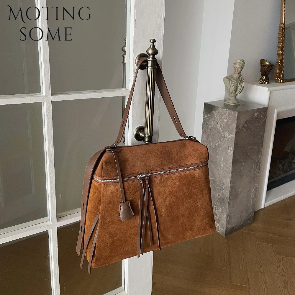 

Motingsome Suede Leather Messenger Bag Women Satchel Winter Bags Luxury Designer Bag Retro Shoulder Underarm Purse 2025 New