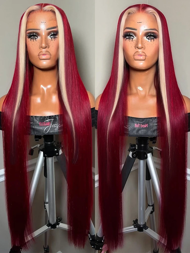 

99J Burgundy 613 Highlighted Lace Frontal Wig 13x4 Straight Lace Front Wig HD Transparent Lace Frontal Wig Human Hair For Women