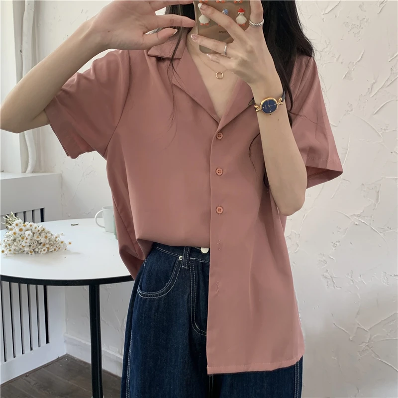 8 Colors Shirts Women Summer Thin Camisas Mujer Tops All-match Fashion Elegant Harajuku Solid Minimalist Holiday Aesthetic Chic