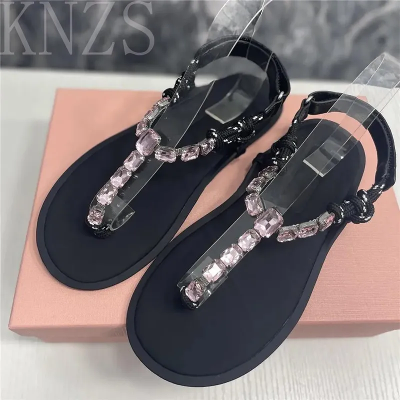 

Summer New Round Toe Pinch Toe Casual Sandals Woman Fashion Crystal Decor Concise Real Leather Open Toe Beach Women Shoes 2024