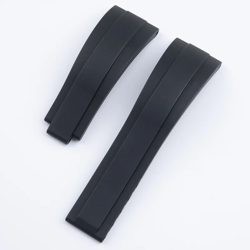 20mm seamless connection curved end link with soft rubber strap set watchband sub Rolex GMT stainless fold buckle