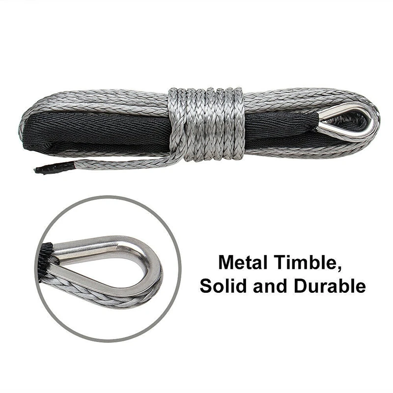 Synthetic Winch Rope, 1/4 X 50Ft Synthetic Winch Rope Line Cable For ATV UTV SUV Truck Boat Winch