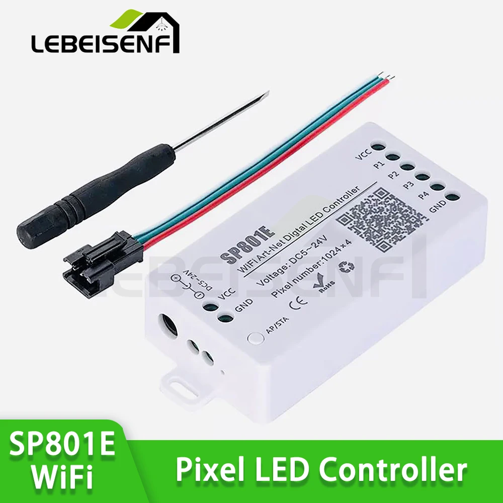 

SP801E Full Color Dual-Mode Rectangular Light WiFi Art-Net Controller 5-24V AP And STA for Smart Home Automation