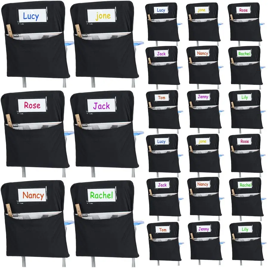 

50 Pcs Chair Storage Pocket Bulk School Chair Bag Classrooms Student Chair Pockets Classroom Chair Organizer with Name Tag for K