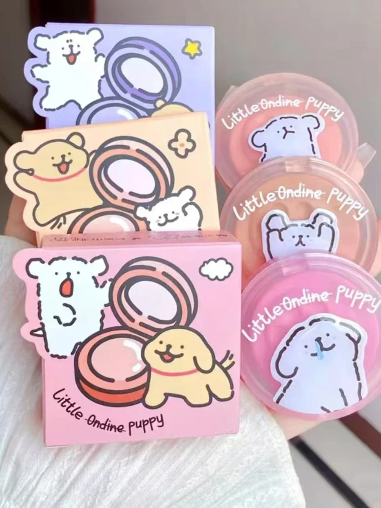 Little Ondine Puppy น่ารักแต่งหน้า Monochrome Powder Blusher ครีม Long Lasting Matte ธรรมชาติที่ละเอียดอ่อนแบบพกพา Face เครื่องสําอาง