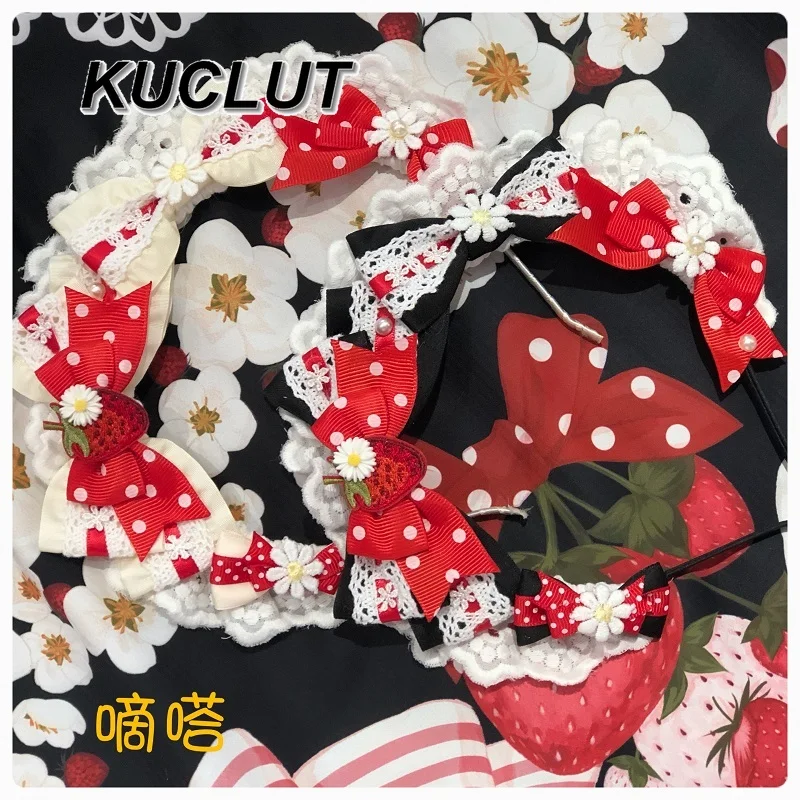 إكسسوار نسائي أصلي لوليتا أغطية الرأس المصنوعة يدويًا على شكل فراولة KC إكسسوارات تنكرية للفتيات اللطيفة والحلوة #3