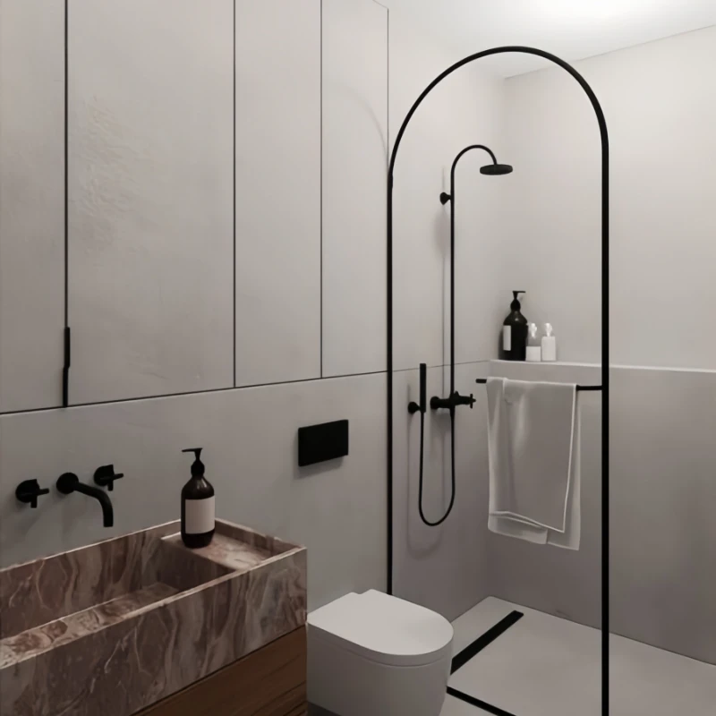 Divisorio per doccia curvo in oro divisorio per bagno divisorio a forma di uno schermo per porta scorrevole schermo per bagno con porta in vetro