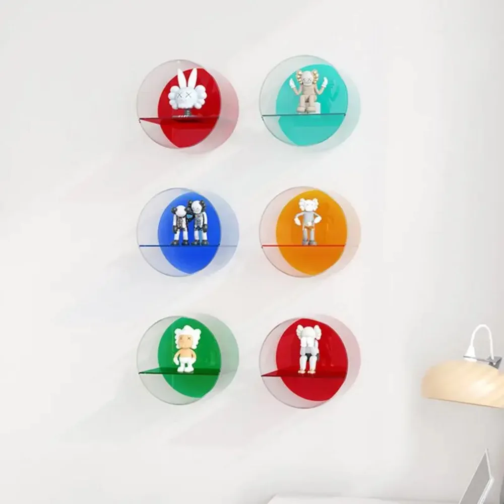 Circular Display Wall Shelf Colored Transparent Candy Building Block Floating Showcase Wall Storage Rack Room Decorating Gift