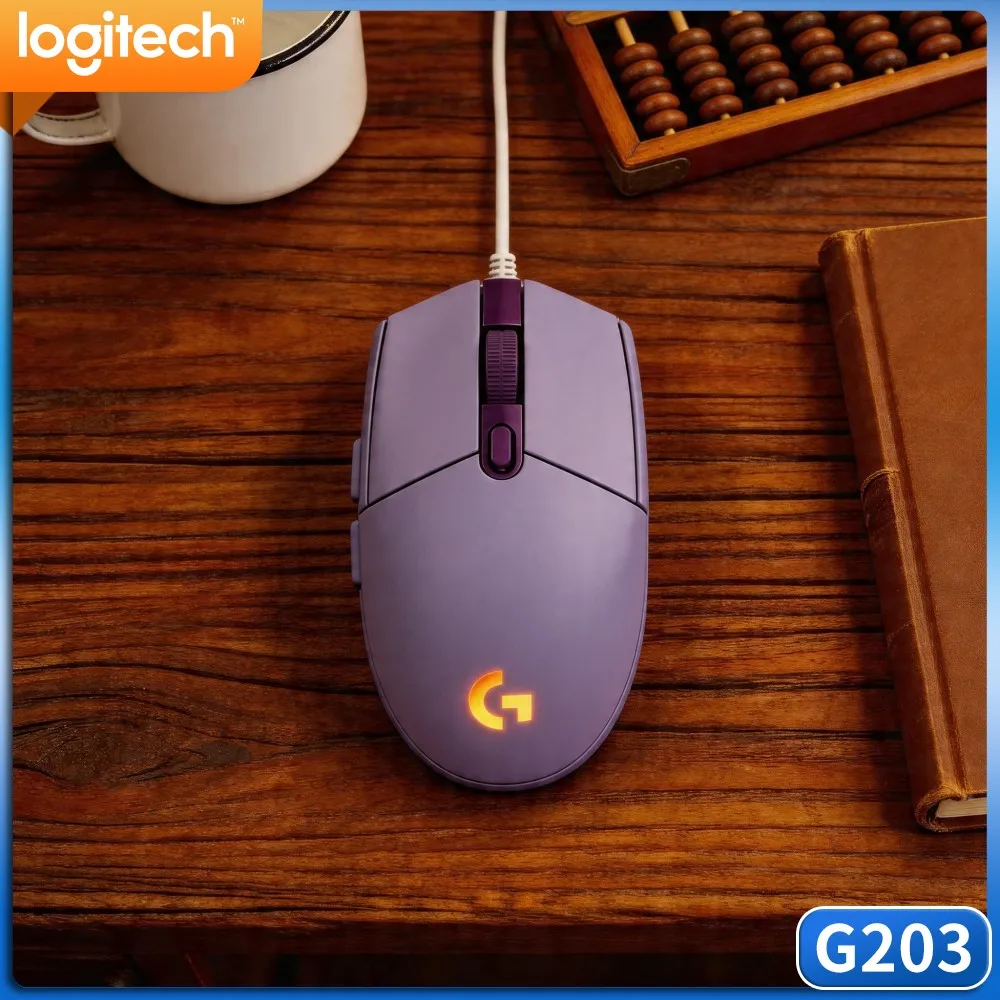 Logitech G203 Wired Gaming Mouse Bright RGB Backlight Responsive Buttons USB Plug‑And‑Play For Pc Office Work